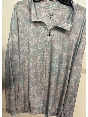 SUNDAY SWAG Long-Sleeve Quarter-Zip Shirt - Light Gray & Seafoam Camo size XXL